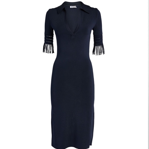 Alaia Dresses & Skirts - ALAÏA Knitted Polo Midi Dress with Fringe trim